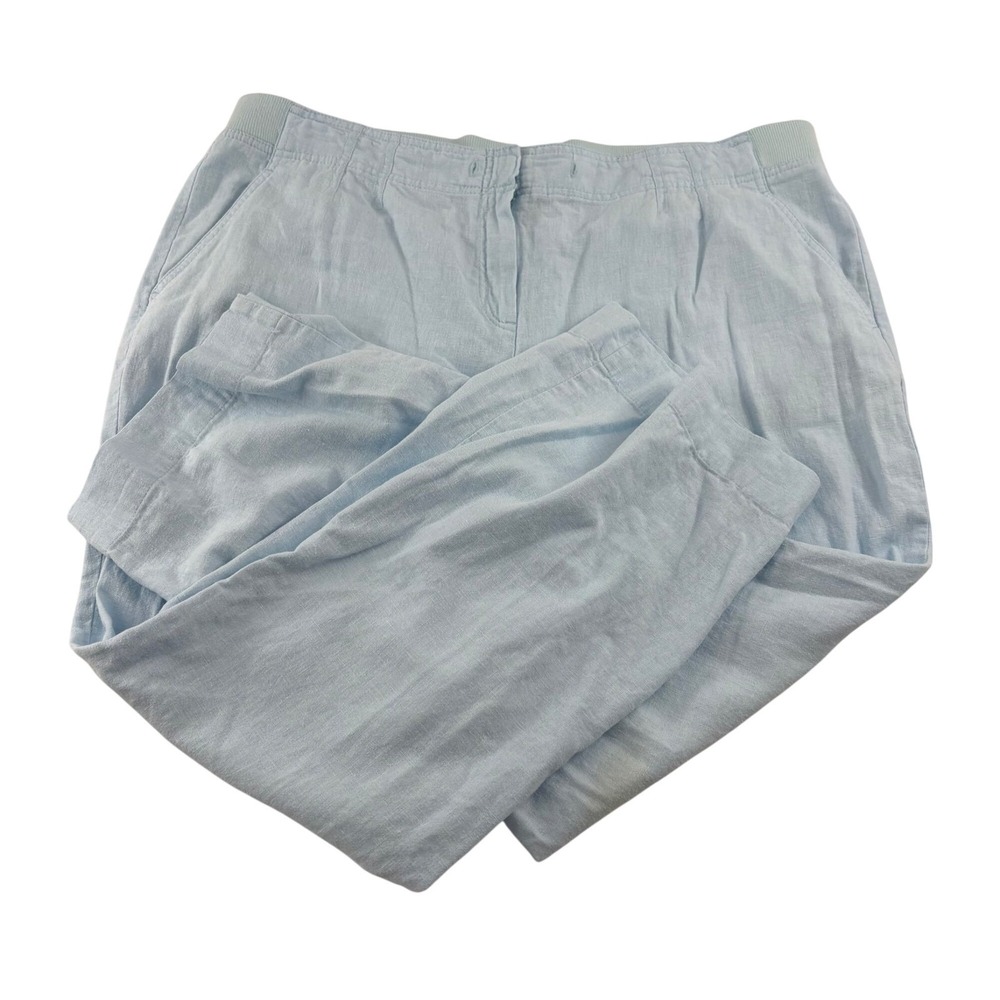 J. Jill Womens‎ Linen Blend Pants Size 16P Light Blue Elastic Waist